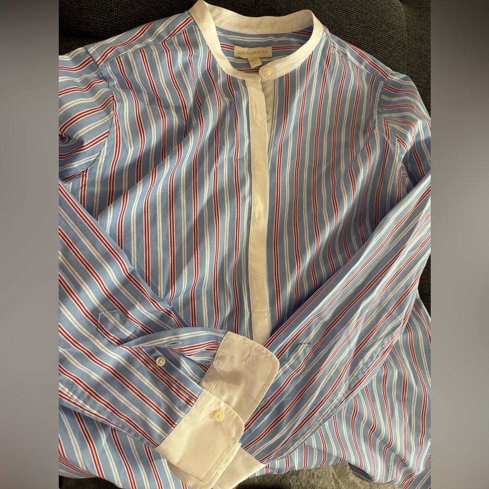 Ann Mashburn Striped Blue and Pink Women's Top - Picture 8 of 8